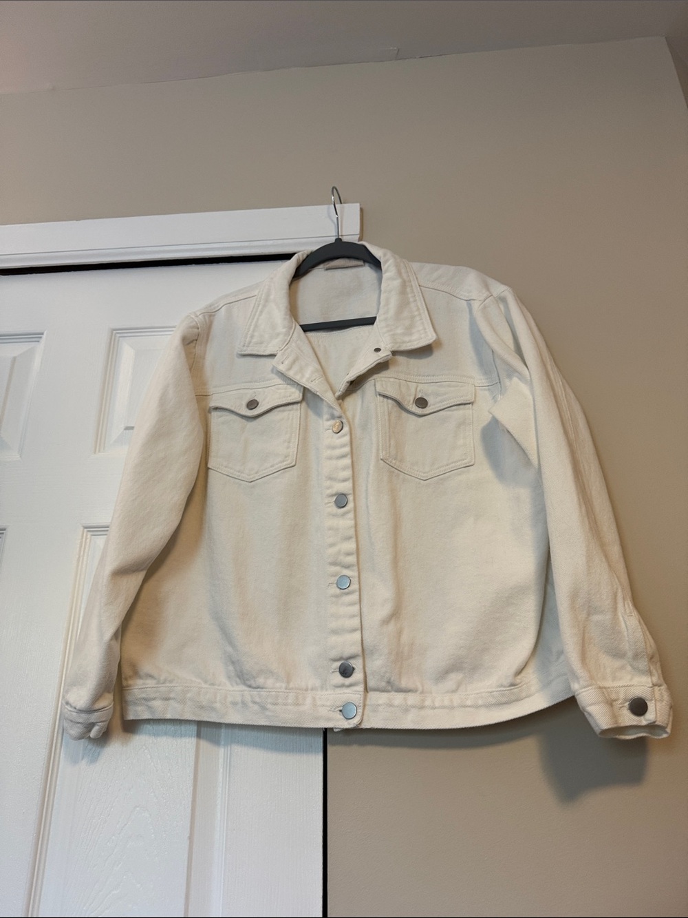 Savanna Jane Denim Jacket with Button Front and Fringed Back